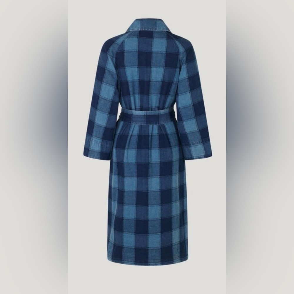 Baum und Pferdgarten blue cotton Coat Worn Indigo Plaid Check Belted EU 34 NWT - Picture 5 of 8